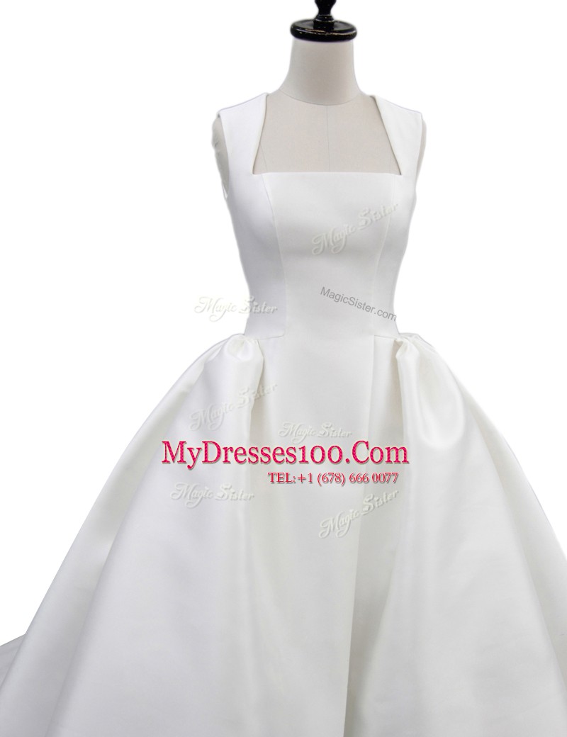 Fashion Sleeveless Court Train Ruching Zipper Wedding Dresses