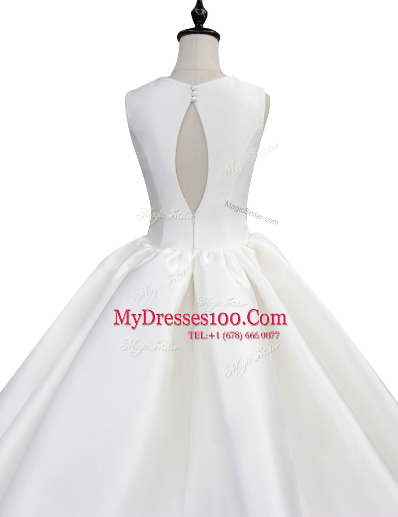 Fashion Sleeveless Court Train Ruching Zipper Wedding Dresses