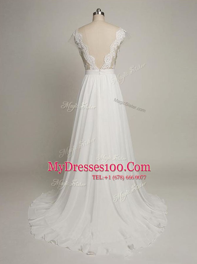 High Class Scoop Sleeveless Backless Wedding Gown White Tulle