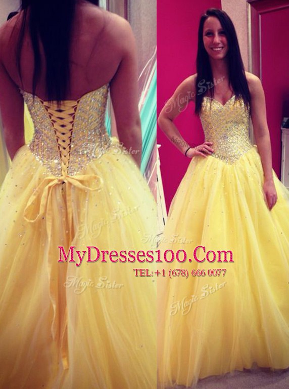 Super Sweetheart Sleeveless Chiffon Prom Dress Sequins Lace Up