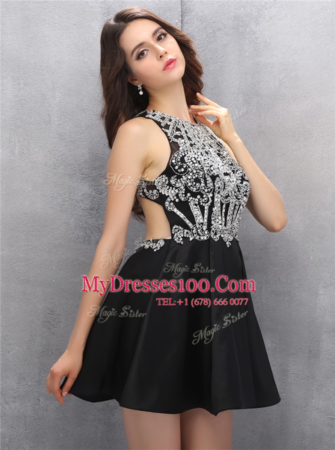 Scoop Sleeveless Satin Beading Zipper