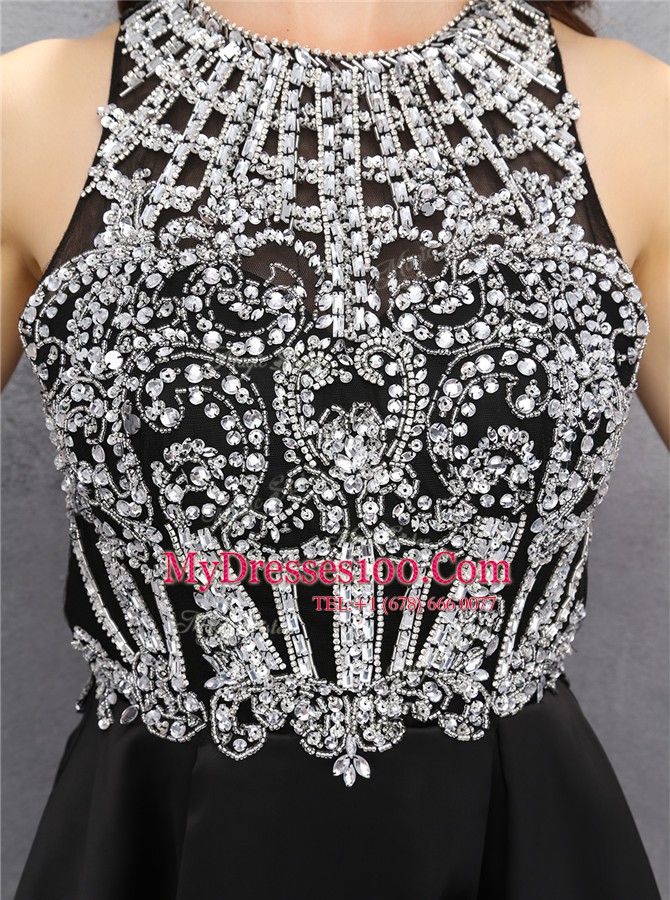 Scoop Sleeveless Satin Beading Zipper