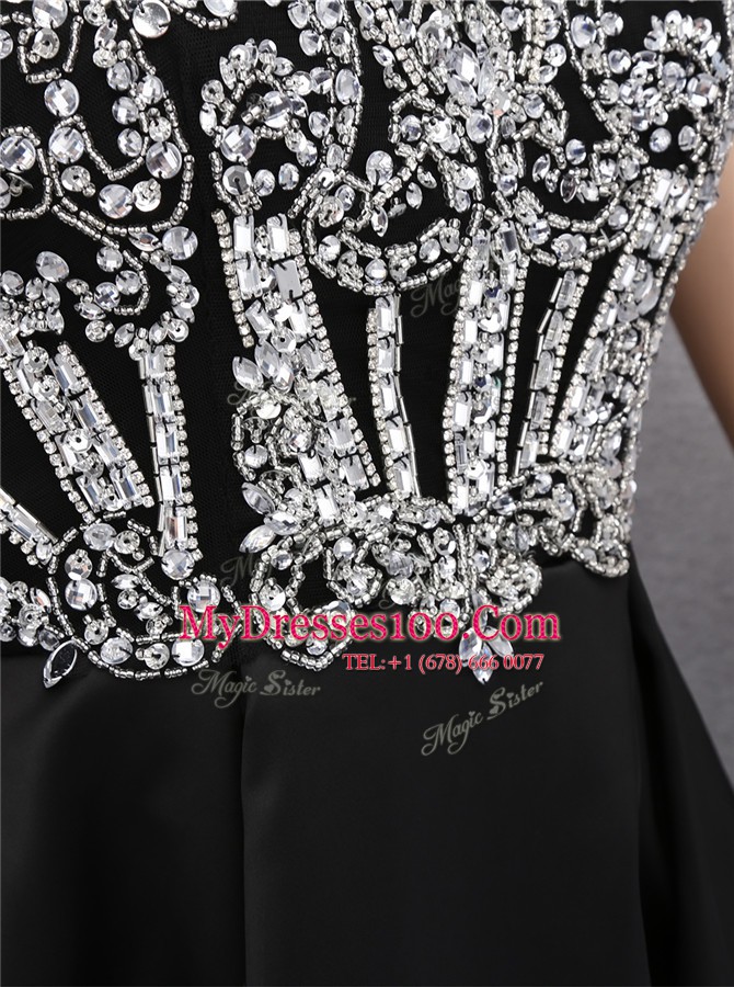 Scoop Sleeveless Satin Beading Zipper