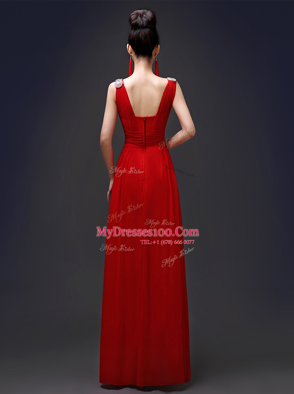 Enchanting Square Sleeveless Chiffon Evening Dress Beading Zipper