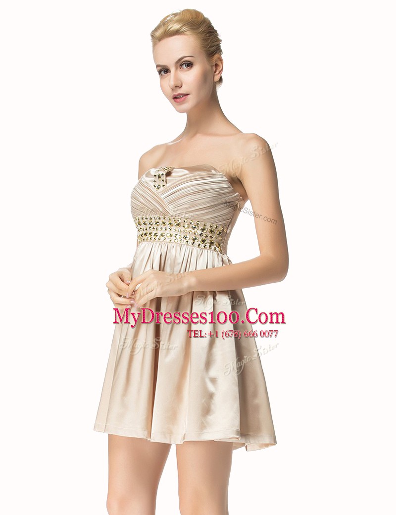 Attractive Sleeveless Beading and Pleated Side Zipper Prom Evening Gown