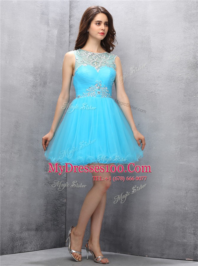 Captivating Scoop Sleeveless Beading Zipper Cocktail Dress