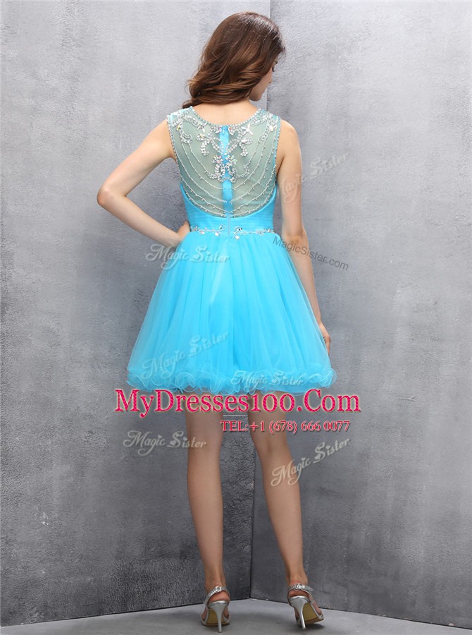 Captivating Scoop Sleeveless Beading Zipper Cocktail Dress