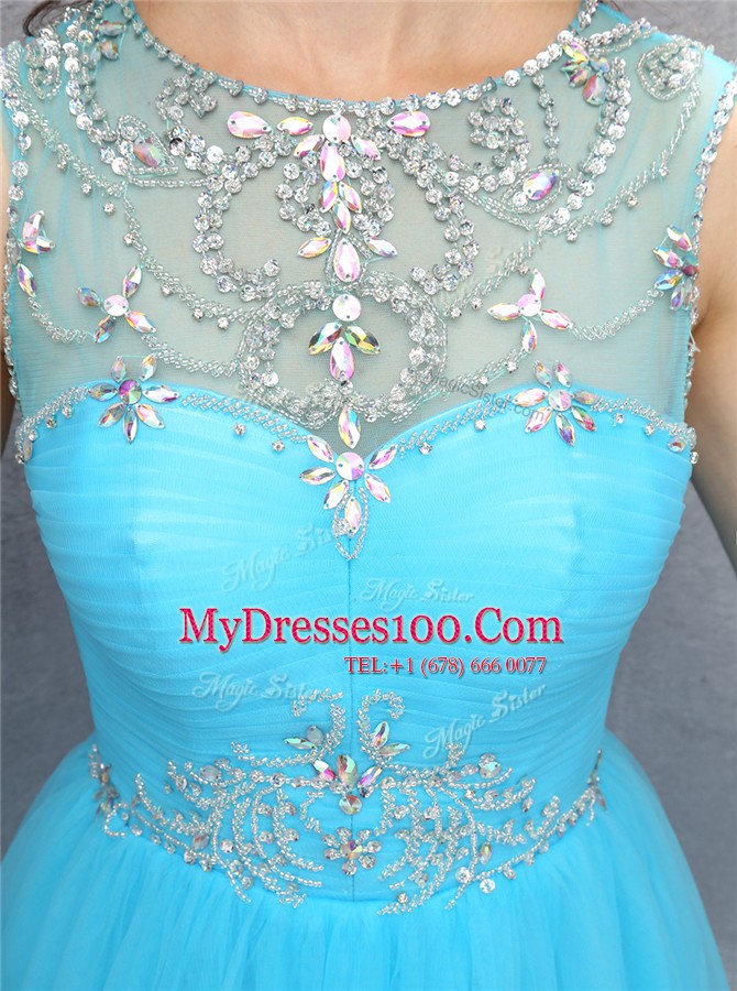 Captivating Scoop Sleeveless Beading Zipper Cocktail Dress