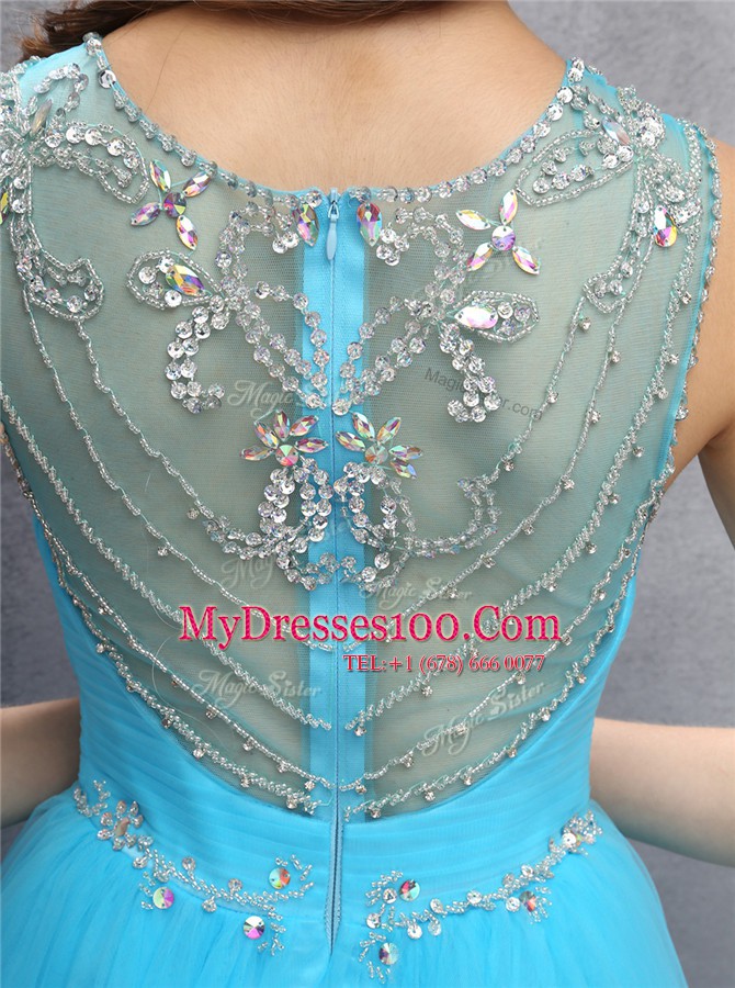 Captivating Scoop Sleeveless Beading Zipper Cocktail Dress