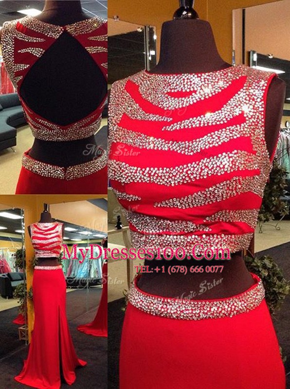 Scoop Sleeveless Backless Floor Length Sequins