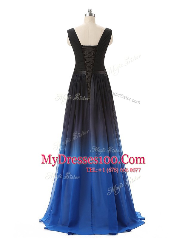 Chiffon and Tulle Sleeveless Floor Length Homecoming Dress and Belt