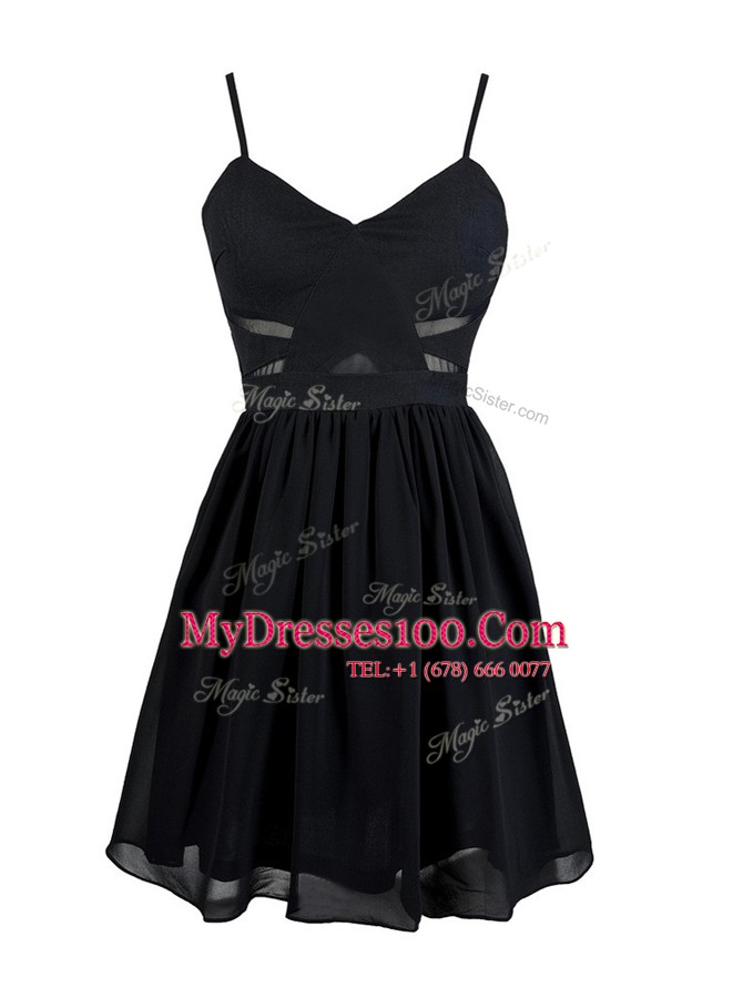 Sleeveless Mini Length Ruching Zipper Prom Dress with Black