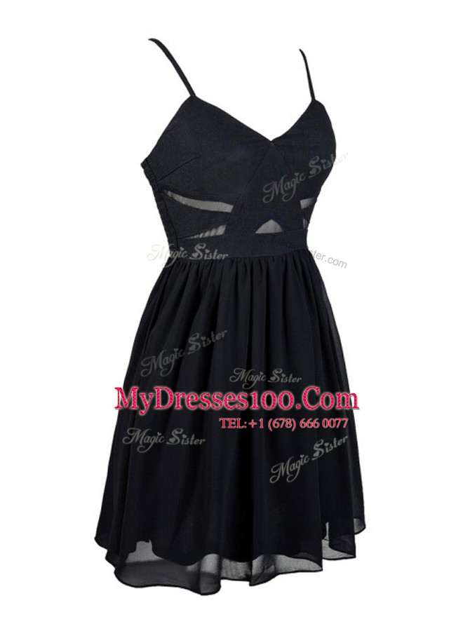 Sleeveless Mini Length Ruching Zipper Prom Dress with Black