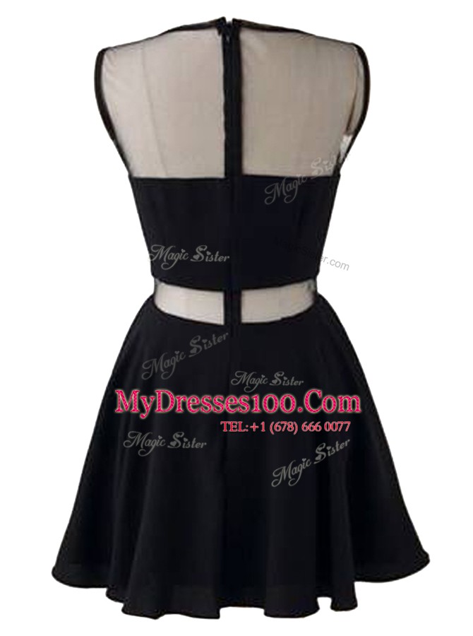Dynamic Scoop Mini Length Black Cocktail Dresses Chiffon Sleeveless Beading