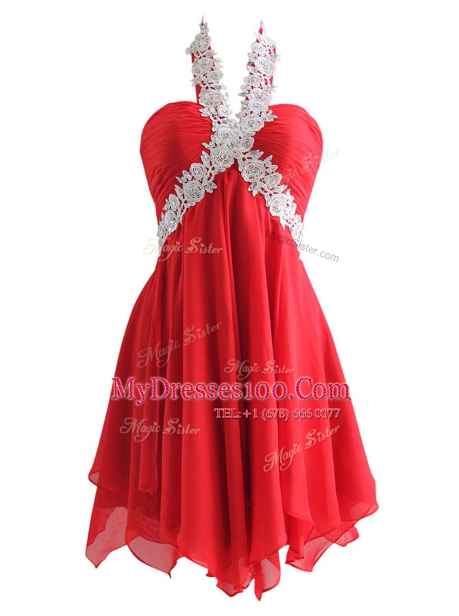 Clearance Red Sleeveless Appliques Knee Length Party Dress for Toddlers
