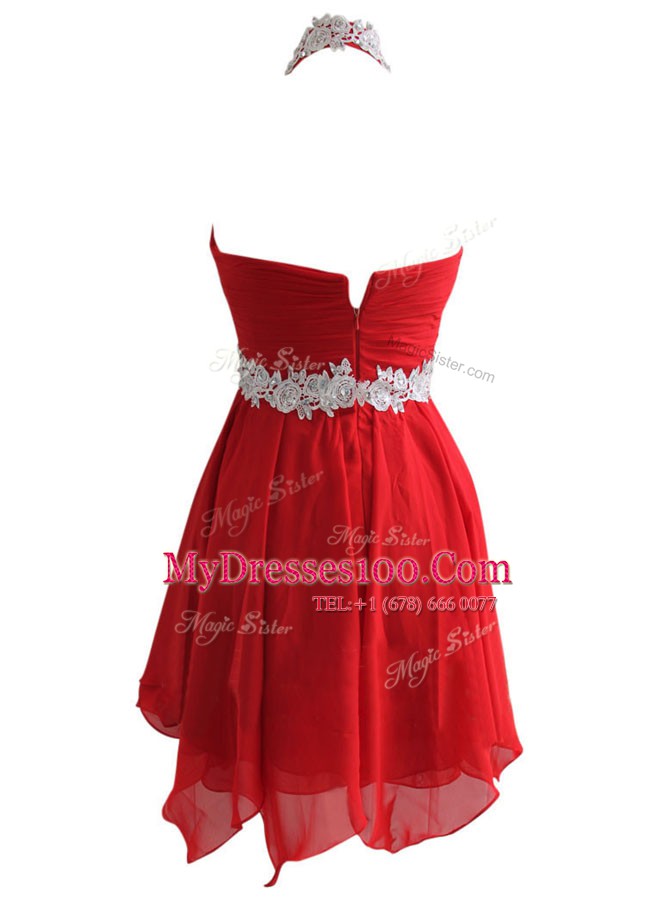Clearance Red Sleeveless Appliques Knee Length Party Dress for Toddlers