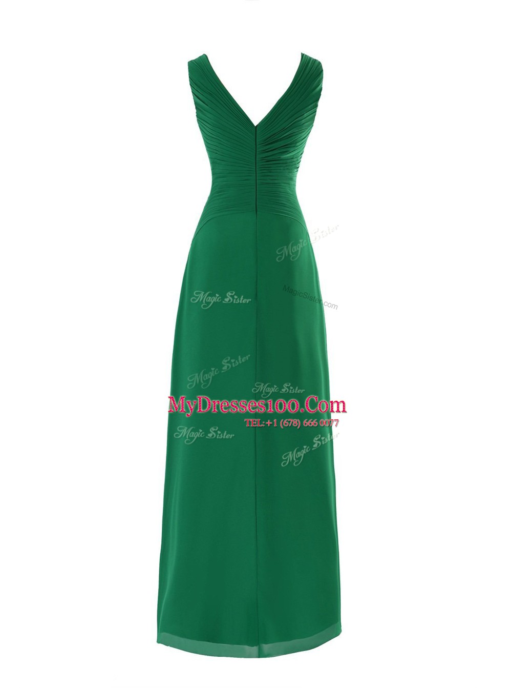 Green Sleeveless Chiffon Zipper Evening Wear for Prom and Wedding Party