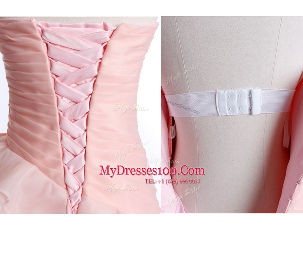 Pretty Floor Length Lilac Military Ball Dresses Organza Sleeveless Ruffles