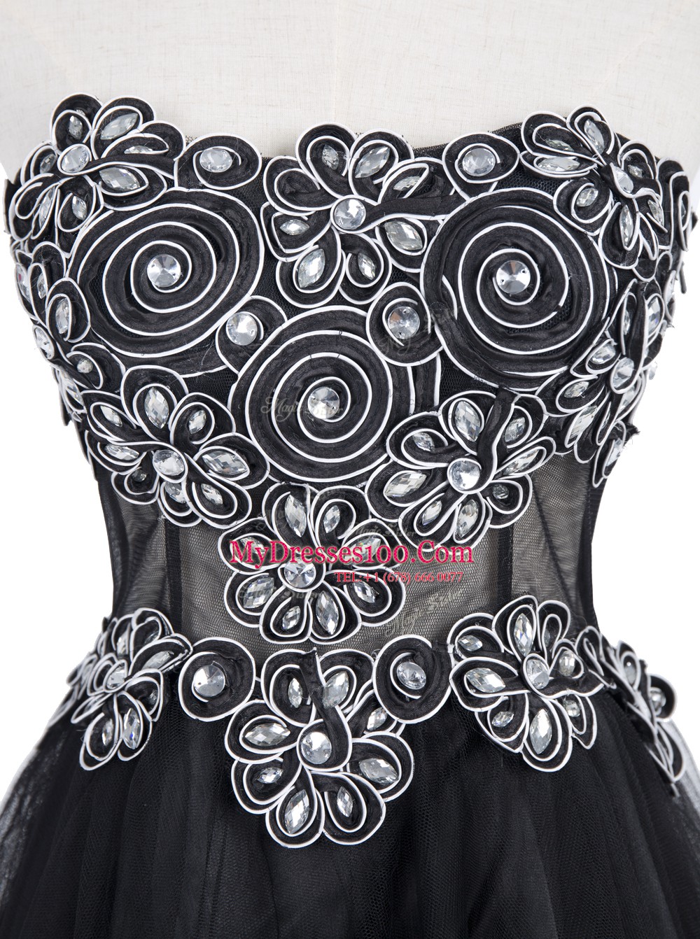 Black Organza Zipper Homecoming Dress Sleeveless Mini Length Appliques