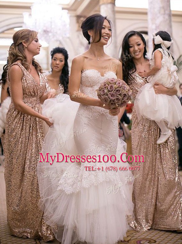 Custom Designed Sequins Floor Length A-line Sleeveless Pink Prom Gown Zipper