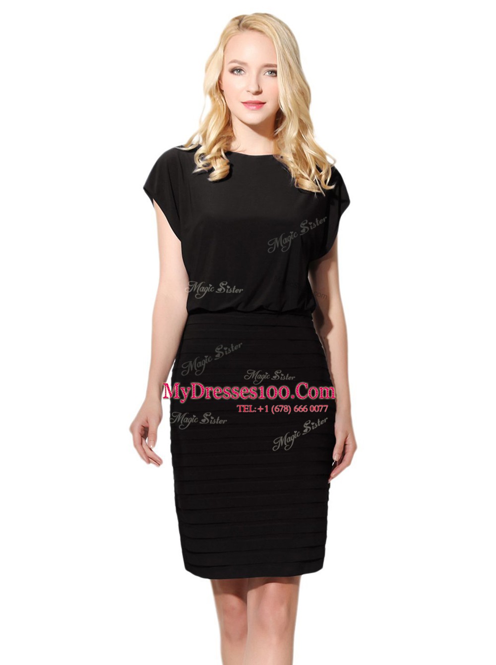 Silk Like Satin Cap Sleeves Mini Length Mother Of The Bride Dress and Ruffles