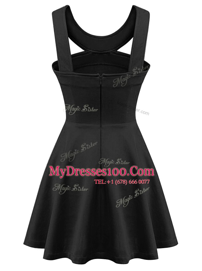 Suitable Halter Top Mini Length A-line Sleeveless Black Womens Evening Dresses Zipper