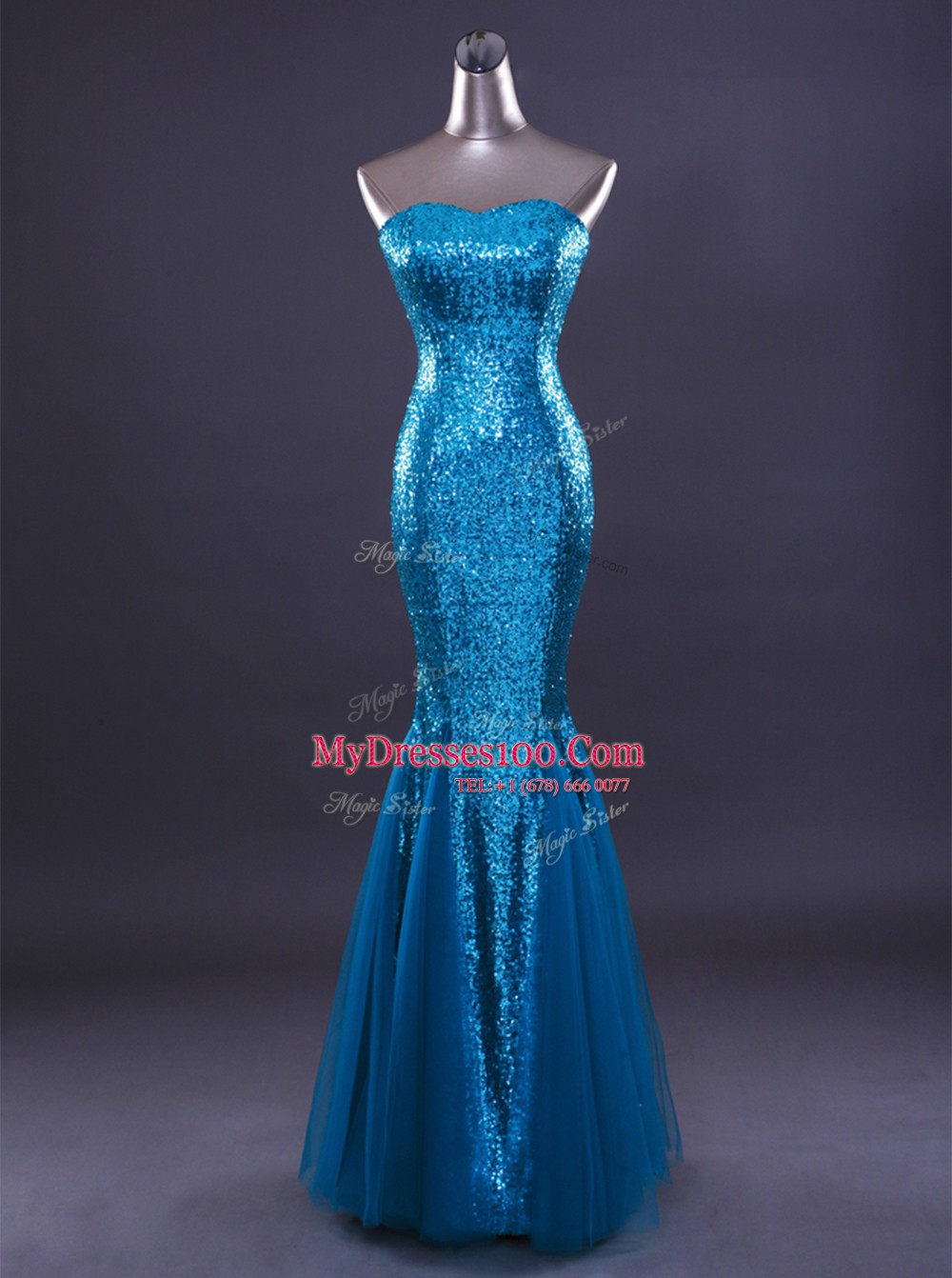 Fantastic Mermaid Red Sleeveless Sequins Floor Length Dress for Prom