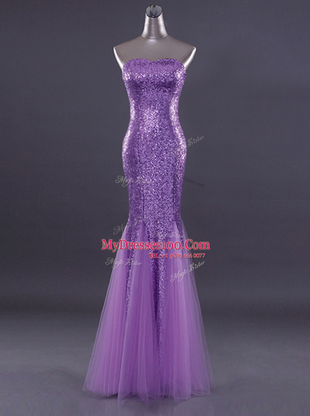 Fantastic Mermaid Red Sleeveless Sequins Floor Length Dress for Prom