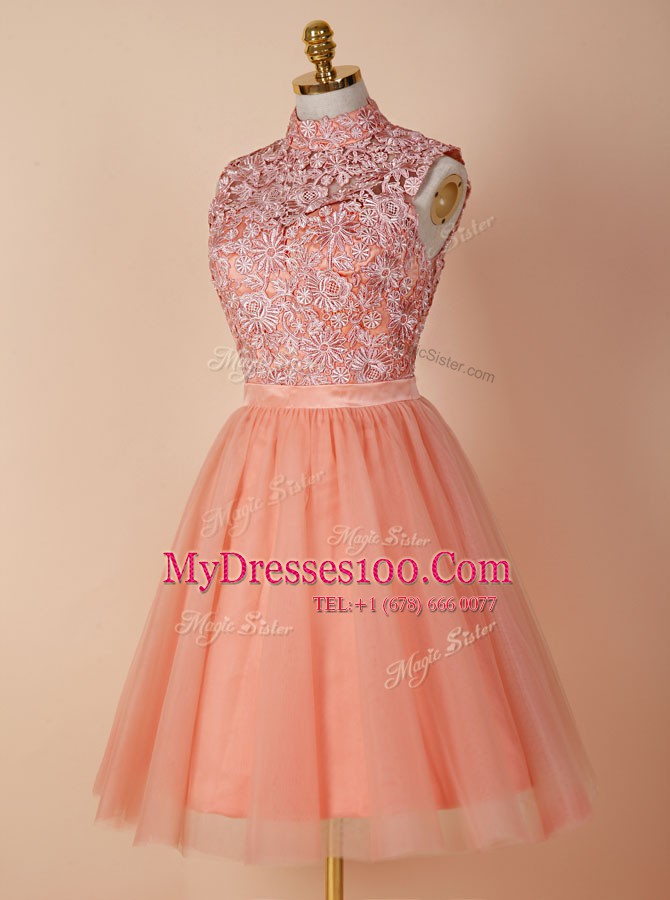 Backless Organza Sleeveless Knee Length and Appliques