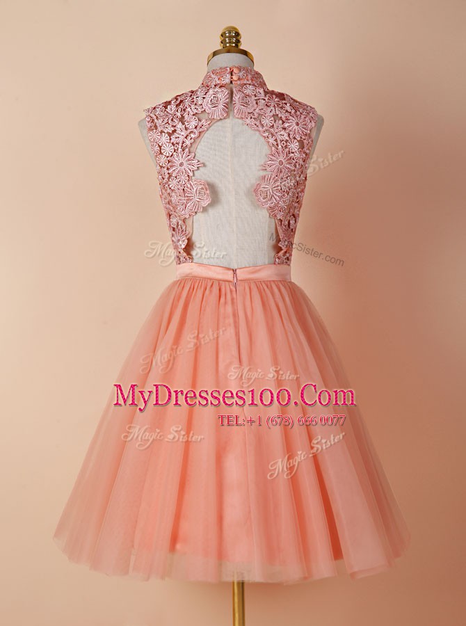 Backless Organza Sleeveless Knee Length and Appliques