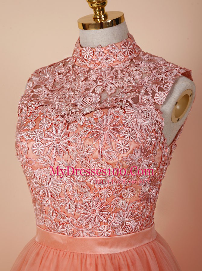 Backless Organza Sleeveless Knee Length and Appliques