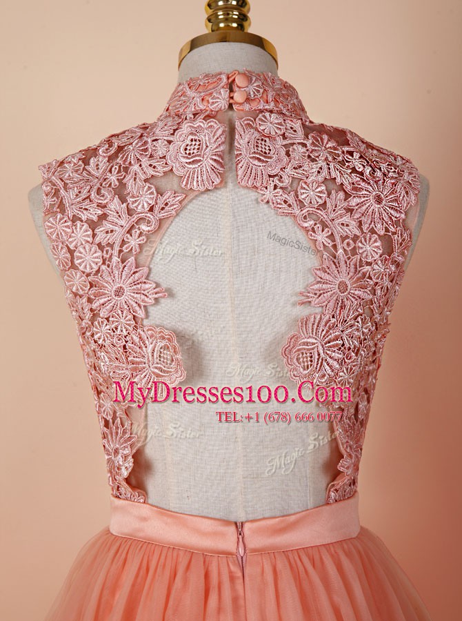 Backless Organza Sleeveless Knee Length and Appliques