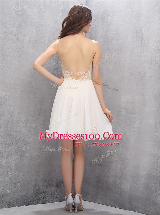 Champagne Sleeveless Chiffon Zipper Cocktail Dress for Prom