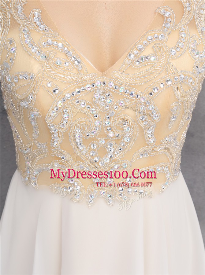 Champagne Sleeveless Chiffon Zipper Cocktail Dress for Prom