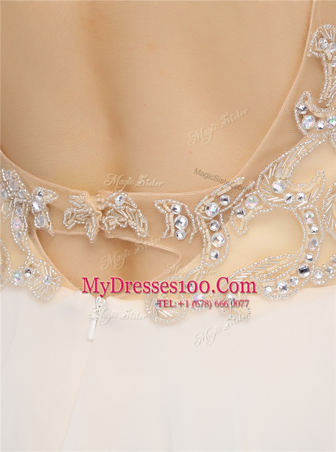 Champagne Sleeveless Chiffon Zipper Cocktail Dress for Prom