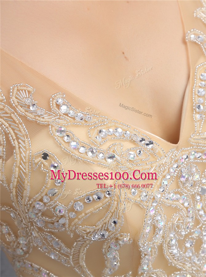 Champagne Sleeveless Chiffon Zipper Cocktail Dress for Prom