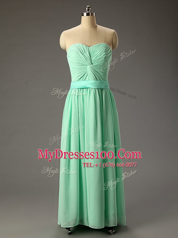 Beauteous Sweetheart Sleeveless Lace Up Prom Gown Apple Green Chiffon
