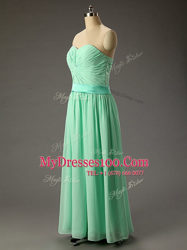 Beauteous Sweetheart Sleeveless Lace Up Prom Gown Apple Green Chiffon
