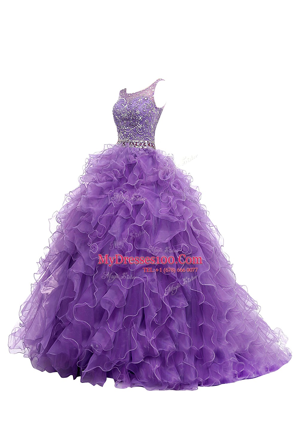Dazzling Straps Sleeveless Sweep Train Zipper With Train Beading and Belt Military Ball Gowns