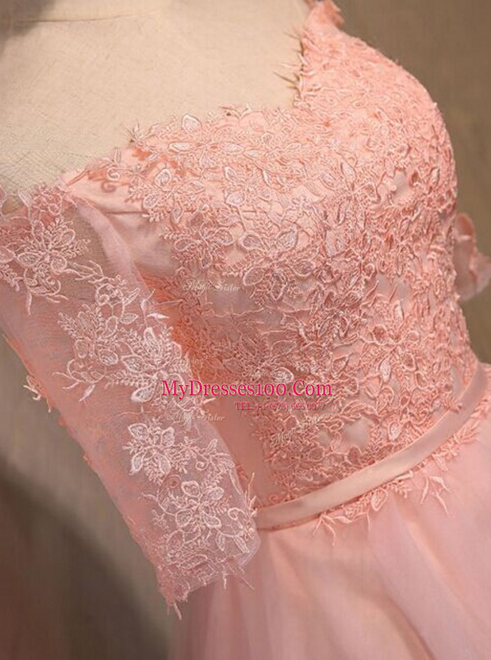 Off The Shoulder Short Sleeves Organza Party Dress for Toddlers Appliques Lace Up