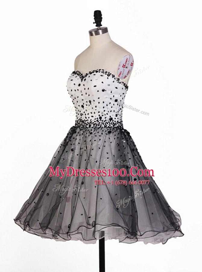 Beading Cocktail Dress Grey Lace Up Sleeveless Knee Length