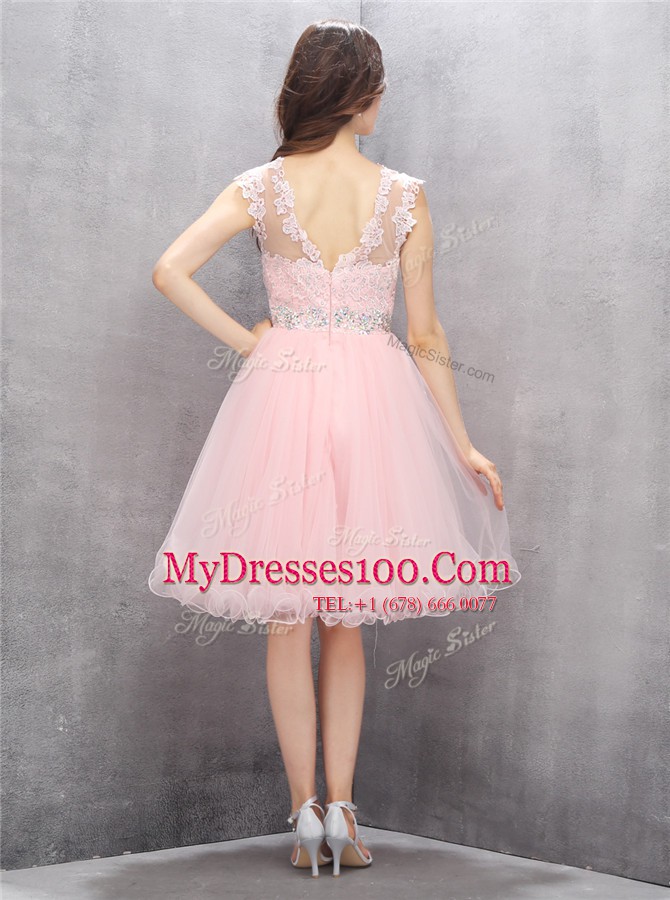 Elegant Scoop Sleeveless Beading and Appliques Zipper Evening Party Dresses