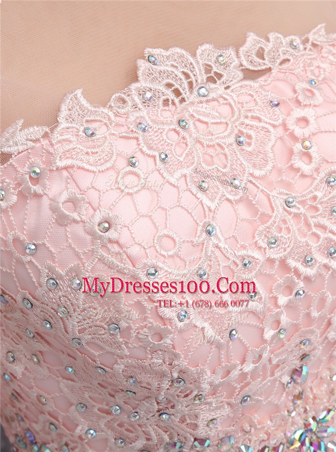 Elegant Scoop Sleeveless Beading and Appliques Zipper Evening Party Dresses