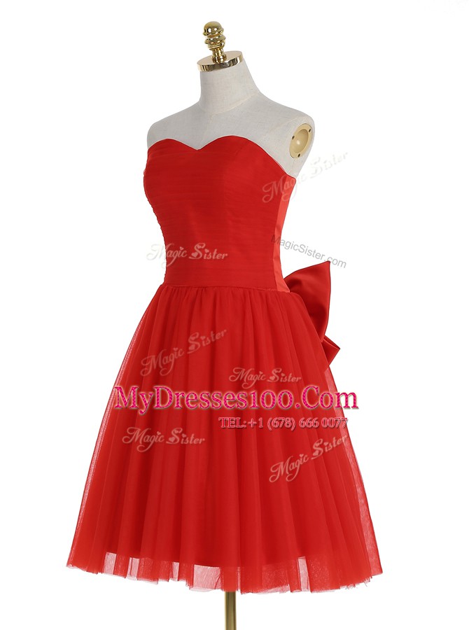 Sweetheart Sleeveless Zipper Prom Dress Red Tulle