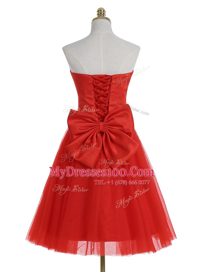 Sweetheart Sleeveless Zipper Prom Dress Red Tulle