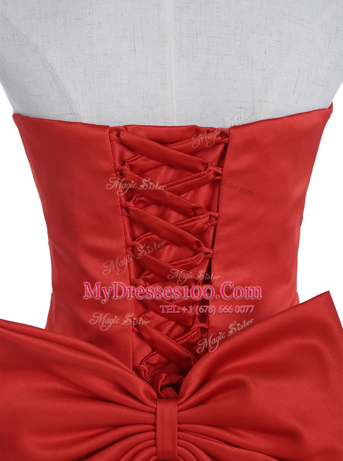 Sweetheart Sleeveless Zipper Prom Dress Red Tulle