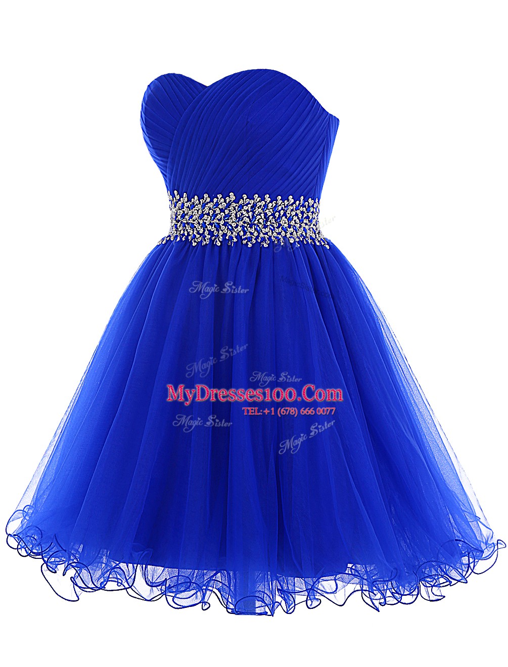 Affordable Royal Blue Prom Dress Prom and For with Beading Sweetheart Sleeveless Lace Up