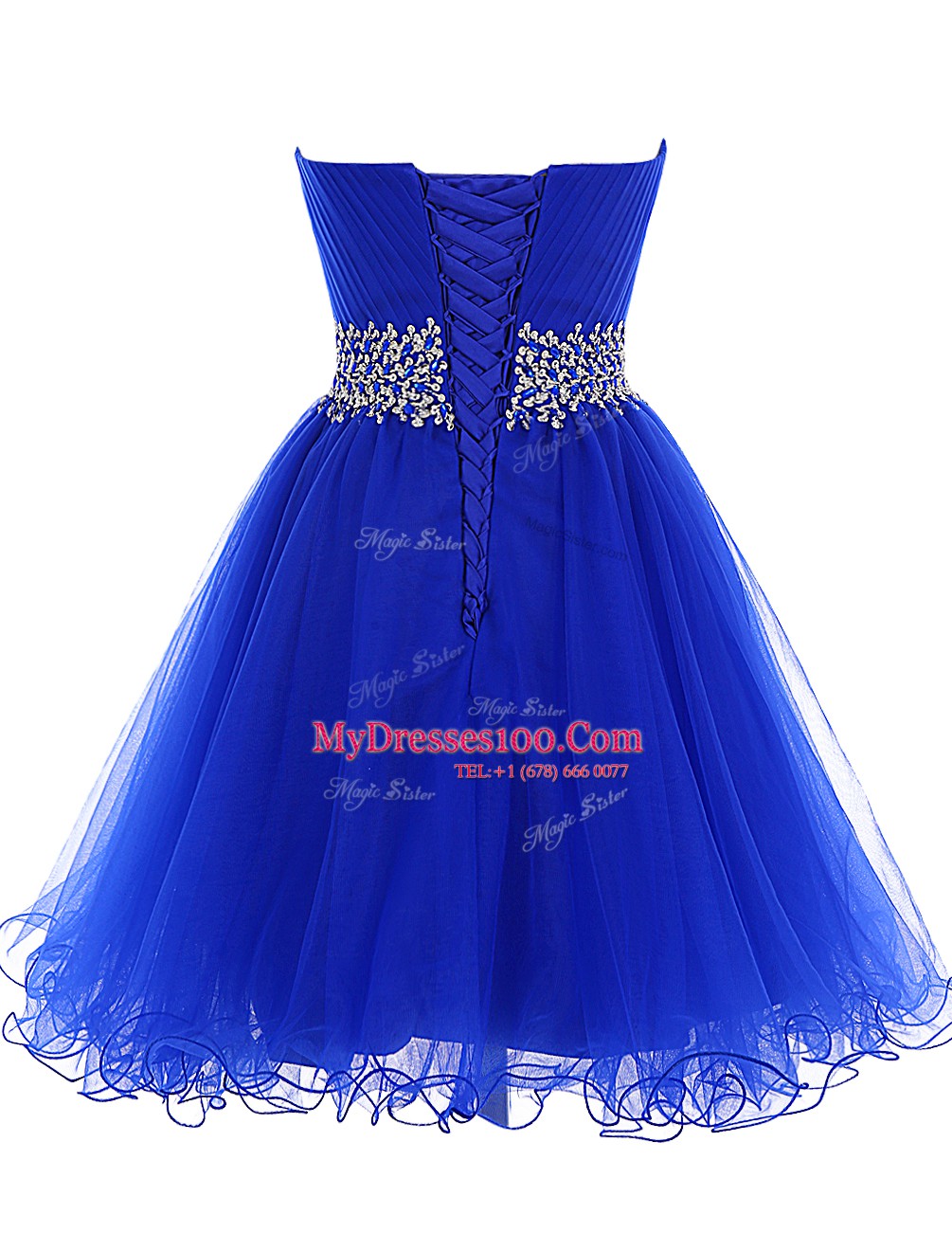 Affordable Royal Blue Prom Dress Prom and For with Beading Sweetheart Sleeveless Lace Up