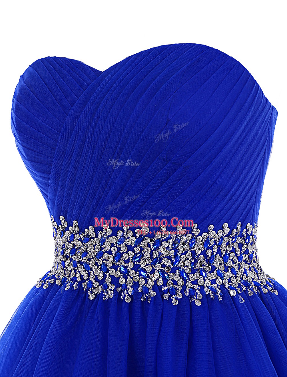 Affordable Royal Blue Prom Dress Prom and For with Beading Sweetheart Sleeveless Lace Up