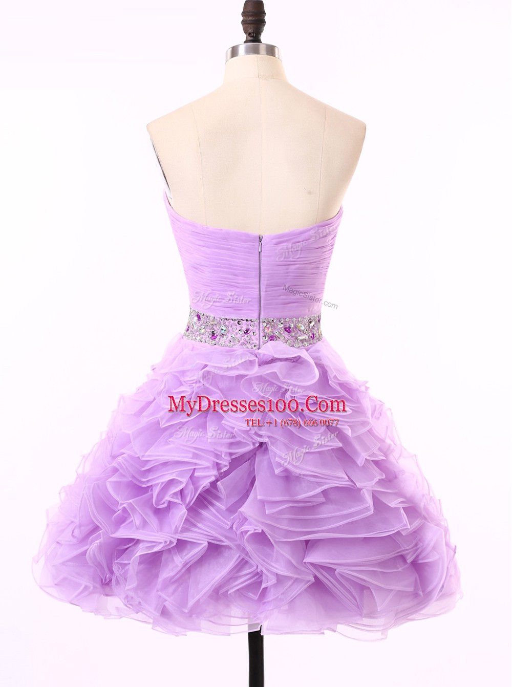 Pretty Mini Length A-line Sleeveless Lavender Homecoming Dress Zipper